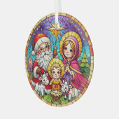 Krippenfestivals mit dem Weihnachtsmann Ornament Aus Glas (Vorderseite links)