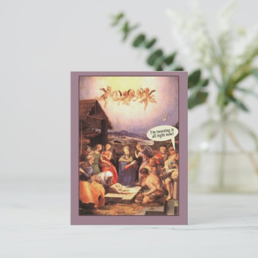 Krippenfiguren Humorale Karten Tweetend jetzt (Stehend Vorderseite)