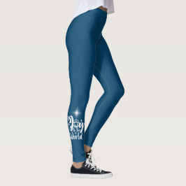 Krippenfreude für die Welt Blau und Weiß Leggings