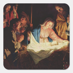 Krippengeschenke für Weihnachten Quadratischer Aufkleber