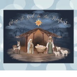 Krippenglorie zu Weihnachten Christlich<br><div class="desc">Beautiful Food nativity scene celebrating the birth of Jesus Chrisist. Modern Christian script Botschaft: Glory To God In The Highest. Wonderful Christmas holiday card to share the true meaning of Christmas. Watercolor art form with modern script text. Add your own greeting message on the address side.</div>
