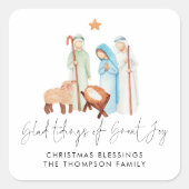 Krippenillustrierung von Glad-Dingen großer Freude Quadratischer Aufkleber (Vorderseite)