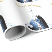Krippenlandschaft Frohe Weihnachtsgrüße Geschenkpapier (Rolleneckpunkt)