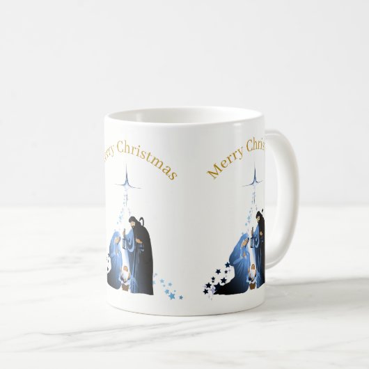 Krippenlandschaft Frohe Weihnachtsgrüße Kaffeetasse (VorderseiteRechts)