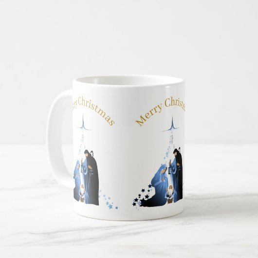 Krippenlandschaft Frohe Weihnachtsgrüße Kaffeetasse (Vorderseite Links)