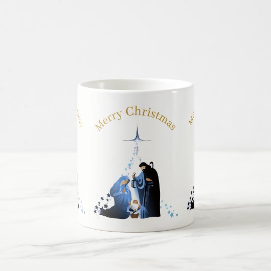 Krippenlandschaft Frohe Weihnachtsgrüße Kaffeetasse (Mittel)