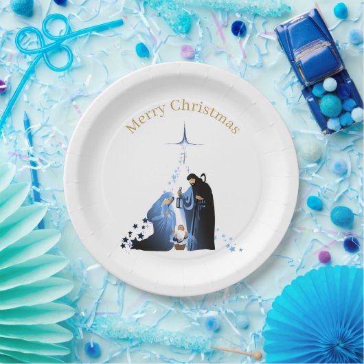 Krippenlandschaft Frohe Weihnachtsgrüße Pappteller (Party)