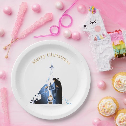 Krippenlandschaft Frohe Weihnachtsgrüße Pappteller (Party)