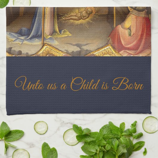 Krippenlandschaft in Gold-Ruhm für Gott Geschirrtuch (Gefaltet)