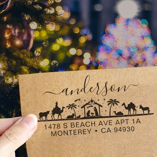 Krippenlandschaft Jesus Christus Bibelbibel Rückse Permastempel