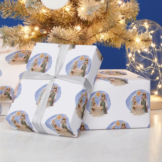 Krippenlandschaft Mary Joseph Jesus Pattern Weihna Geschenkpapier (Feiertage)