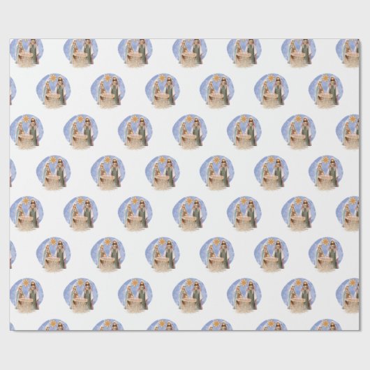 Krippenlandschaft Mary Joseph Jesus Pattern Weihna Geschenkpapier (Flach)