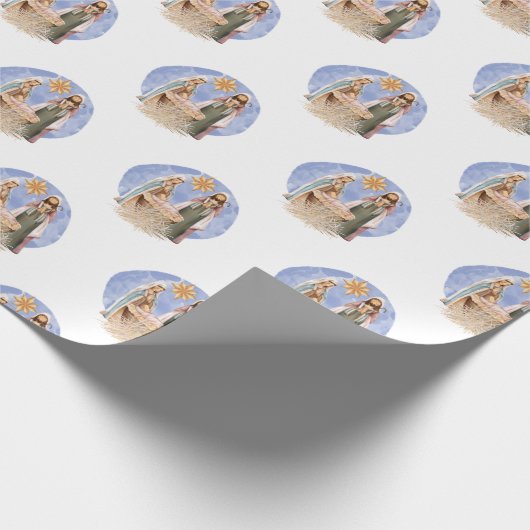 Krippenlandschaft Mary Joseph Jesus Pattern Weihna Geschenkpapier (Ecke)