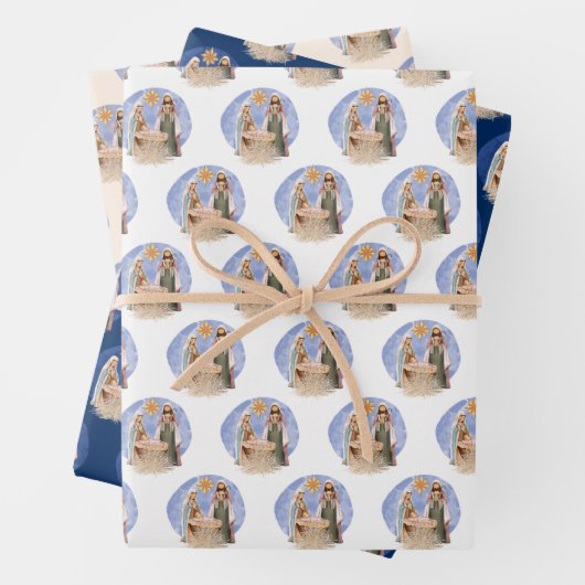 Krippenlandschaft Mary Joseph Jesus Pattern Weihna Geschenkpapier Set (Beispiel)