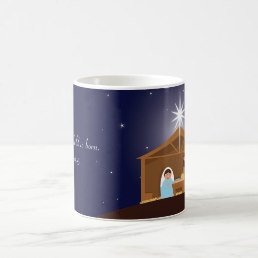 Krippenlandschaft mit Bibelverse Kaffeetasse (Mittel)