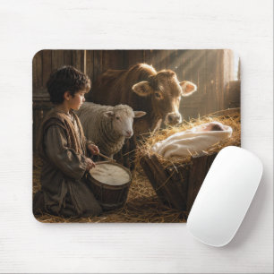 Krippenszene mit Trommlerknabe in einer Scheune Mousepad