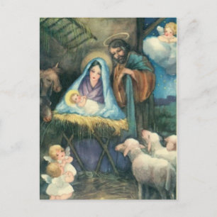 Krippenszene "O heilige Nacht" Postkarte