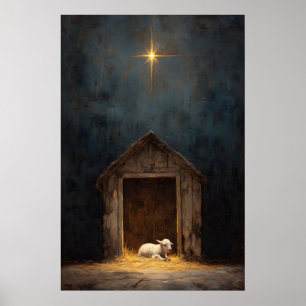 Krippenszene Schafe Krippen Kunst Jesus Kunstwerk Poster