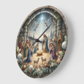 Krippenszene Stern Engel Große Wanduhr (Winkel)