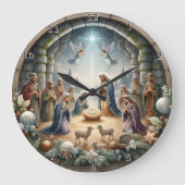 Krippenszene Stern Engel Große Wanduhr (Vorderseite)