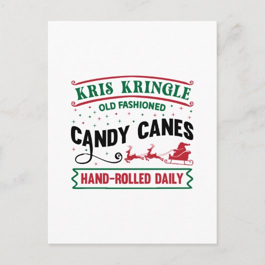 Kris Kringle Candy canes Feiertagspostkarte (Vorderseite)