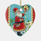KRIS KRINGLE FÜTTERND REDBIRDS, CHRISTMAS BIRDHOUS KERAMIK ORNAMENT (Rechts)