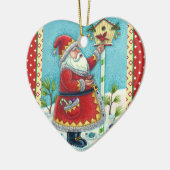 KRIS KRINGLE FÜTTERND REDBIRDS, CHRISTMAS BIRDHOUS KERAMIK ORNAMENT (Links)