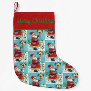 KRIS KRINGLE FÜTTERND REDBIRDS, CHRISTMAS BIRDHOUS KLEINER WEIHNACHTSSTRUMPF