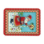 KRIS KRINGLE FÜTTERND REDBIRDS, CHRISTMAS BIRDHOUS MAGNET (Horizontal)
