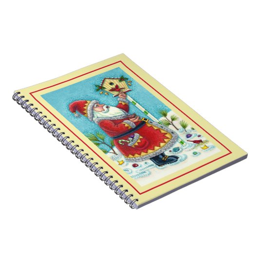 KRIS KRINGLE FÜTTERND REDBIRDS, CHRISTMAS BIRDHOUS NOTIZBLOCK (Rechte Seite)