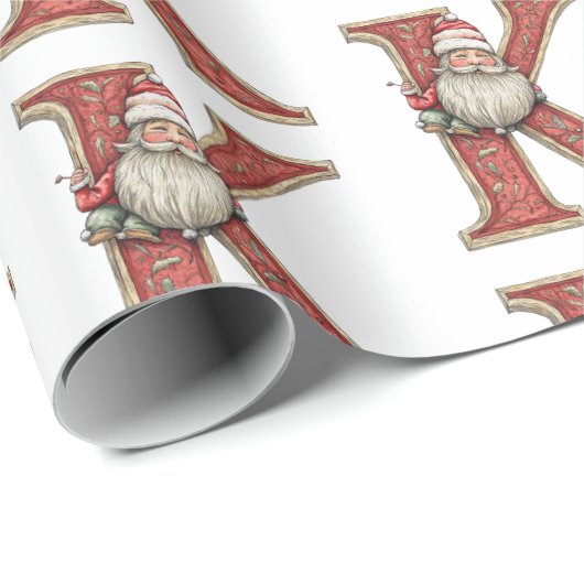 Kris Kringle Letter K Christmas Geschenkpapier (Rolleneckpunkt)