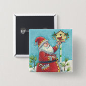 KRIS KRINGLE REDBIRDS, CHRISTMAS BIRDHOUSE BUTTON (Vorne & Hinten)