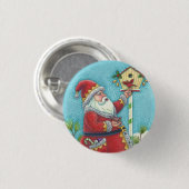 KRIS KRINGLE REDBIRDS, CHRISTMAS BIRDHOUSE BUTTON (Vorne & Hinten)