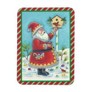 KRIS KRINGLE & REDBIRDS CHRISTMAS KARDINAL MAGNET