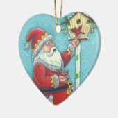 KRIS KRINGLE REDBIRDS, MERRY CHRISTMAS SANTA KERAMIK ORNAMENT (Links)
