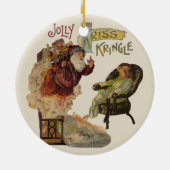 Kris Kringle Santa Claus Viktorianische Weihnachts Keramik Ornament (Hinten)