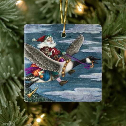KRIS KRINGLE UND TOYS AUF KANADISCHEN GOOSE CHRIST KERAMIKORNAMENT (Baum)
