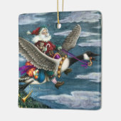 KRIS KRINGLE UND TOYS AUF KANADISCHEN GOOSE CHRIST KERAMIKORNAMENT (Links)