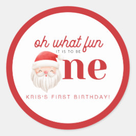 KRIS Oh, was Spaß Weihnachten 1. Geburtstag Runder Aufkleber
