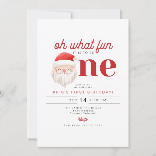 KRIS Oh What Fun To Be One 1st Birthday Einladung (Vorderseite)
