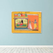 Krishna arriving at Radha's House, Illustration Leinwanddruck (Insitu (Holzboden))