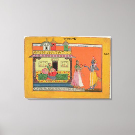 Krishna arriving at Radha's House, Illustration Leinwanddruck (Vorderseite)