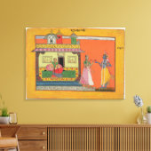 Krishna arriving at Radha's House, Illustration Leinwanddruck (Insitu (Wohnzimmer))