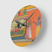 Krishna arriving at Radha's House, Illustration Runde Wanduhr (Winkel)