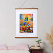 Krishna-Bild Wandteppich Mit Holzrahmen (Schlafzimmer)