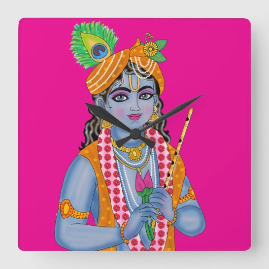 Krishna Clock Quadratische Wanduhr (Vorderseite)