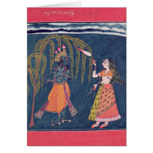 Krishna, das eine Flöte, vom 'Vahula spielt