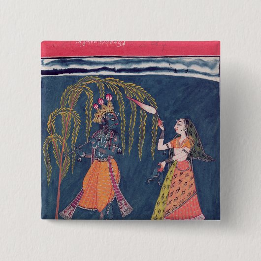 Krishna, das eine Flöte, vom 'Vahula spielt Button (Vorderseite)