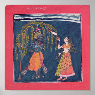 Krishna, das eine Flöte, vom 'Vahula spielt Poster