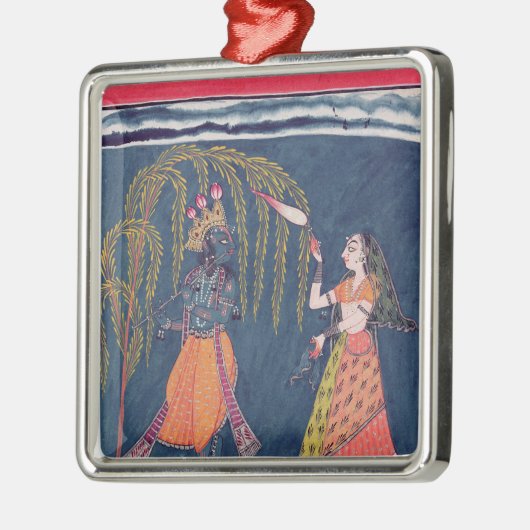 Krishna, das eine Flöte, vom 'Vahula spielt Silbernes Ornament (Links)